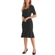 thumbnail image 4 of INSPIRAR CHIC Vestido Midi Bodycon de Sirena para Mujeres con Escote Corazón, Manga Corta, dobladillo de Cola de Pez, Vestido de Cóctel para Invitados de Boda Negro XS, 4 of 6