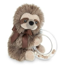 Bearington Baby Lil' Speedy Plush Stuffed Animal Sloth Shaker Rattle Ring Rattle, 5.5 inches