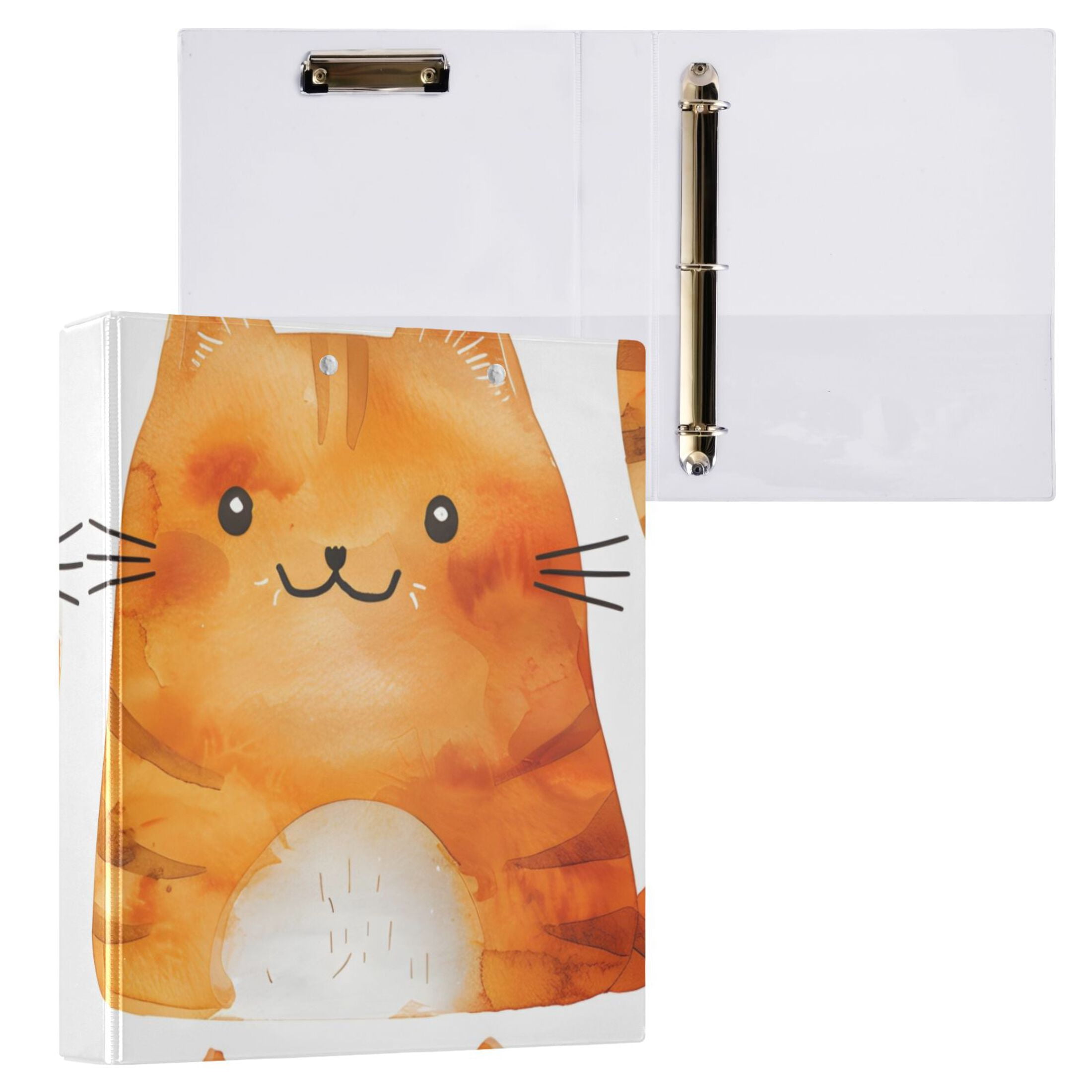 Cute Orange Cats 3 Ring Binders 1.5 inch Hardcover File Folders with Interior Pockets A4 Size Organizer for School Office Hospital