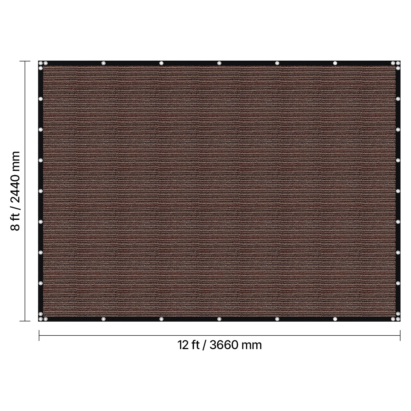 KFFKFF 90% Sun Shade Cloth, 8 x 12 ft Pergola Cover with Stainless Steel Grommets, Privacy Screen with 140 GSM HDPE Material, for Outdoor, Patio, Garden, and Backyard (Brown)