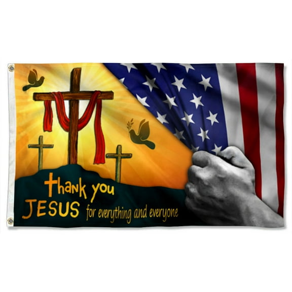 Cayyon Jesus Flag 3x5Feet Thank You Jesus For Everything and Everyone Grommet Flag Banner with 2 Brass Grommets