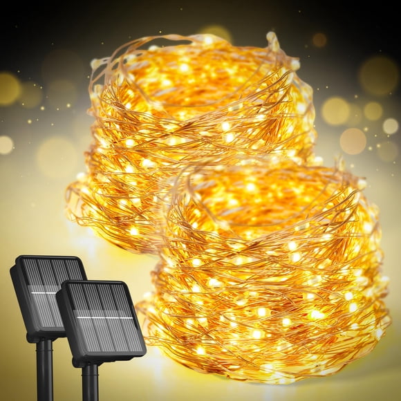 Guirnalda de luces solares Selarlyt, paquete de 2 unidades, 22 m, 400 LED, IP65, impermeables