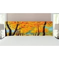 thumbnail image 1 of Country Headboard, Painting of a Park in Autumn Fall with Pale Warm Tone Leaves Harmony Nature Print, Upholstered Decorative Metal Bed Headboard with Memory Foam, King Size, Yellow Brown, by Ambesonne, 1 of 4