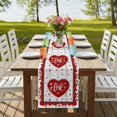 thumbnail image 4 of Table Runners 70 Inches Long Dress Scarves, Valentine's Day Farmhouse Coffee/Dining/Kitchen Table Decor, Holiday Table Runner, Red Love Heart Roses Romantic Wooden 13x70 Inch, 4 of 9