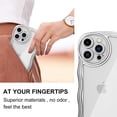 thumbnail image 4 of Designed for iPhone 13 Pro Max Case Curly Wave Frame Pattern for Women Girl Men, Luxury Plating with Full Camera Lens Protection Bumper for iPhone 13 Pro Max 6.7"-Silver, 4 of 15