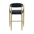thumbnail image 5 of Modern Boucle Bar Stools Set Of 2 Modern Upholstered Bar Height Barstools Vintage High Island Chairs with Metal Frame/Back/Arms for Kitchen/Home Pub/Dining Room,Black+Gold Metal Furniture Dining, 5 of 7
