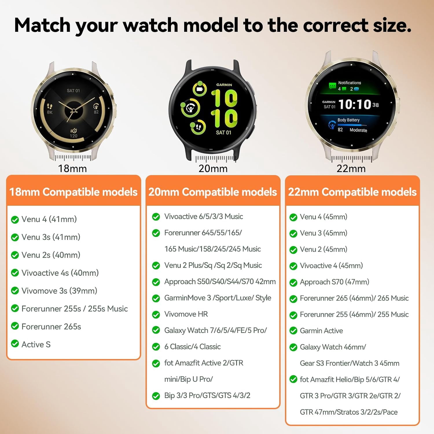 CRKMGS-Hook Loop 18mm Watch Band Compatible with Garmin Vivoactive 4S/Vivoactive 3S/Venu 4 41mm/Venu 3S/2S Band, Soft Nylon Breathable Sport Smartwatch Bands for Garmin Forerunner 255S/265S Strap Wom