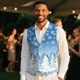 thumbnail image 4 of Yuyamidu Blue Snowflake Mens V Neck Suit Vest for Wedding Prom Tuxedo Dress with Adjustable Back Strap Christmas Tree Casual Waistcoat for Men Size S, 4 of 7