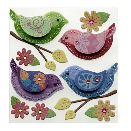 Paper Embellishments Pastel Dimensional Embellishment, Stitched Colorful Birds, Jolee's Boutique dimensional embellishments bring unique and interesting details to paper crafts By Jolee's Boutique ()