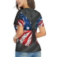 thumbnail image 3 of Vsdgher Butterfly With USA Flag Women Shirts V Neck Short Sleeve Tops T-Shirt Basic Tees, S to 3XLSmall, 3 of 5