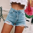 thumbnail image 6 of LYMAYTER Female Denim Shorts for S-2XL High Waisted Ripped Women Jeans Shorts Water Washing Jeans Shorts with Pockets, 6 of 8