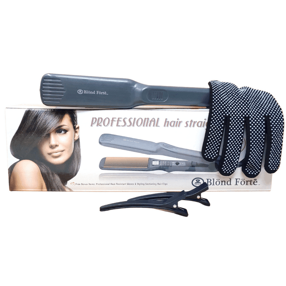 1.5 Inch Professional Hair Straightener Ceramic Flat Iron   Heat Resistant Glove & Croc Alligator Clips