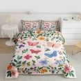 thumbnail image 3 of Manfei Kawaii Cartoon Butterflies Bedding Comforter Set,Green Leaves Multicolor Daisy Twin Comforter Sets,Pink Green Bedding Set For Teens Girls,Uper Cozy Room Decor Reversible,2-Piece, 3 of 9