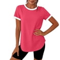 thumbnail image 2 of Guluxicc Womens T Shirts Crew Neck Athletic T Shirts for Women Short Sleeve Tops with Contrast Trim for Running Sports and Gym, 2 of 8
