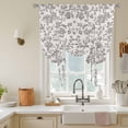 thumbnail image 3 of Pastoral Flowers Tie Up Curtain 63 Inches Long, Dark Grey Flower Farm Linen Texture Balloon Style Kitchen Window Curtain Over Sink, Small Window Rod Pocket Curtain 52"x63", 3 of 9