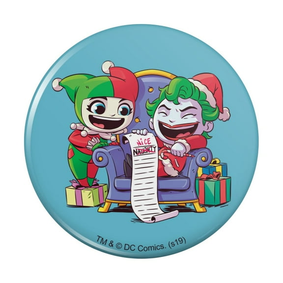Harley Quinn and Joker Naughty List Pinback Button Pin