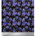 thumbnail image 1 of Soimoi Purple Poly Georgette Fabric American Robin,Insect & Flower Decor Fabric Printed BTY 52 Inch Wide, 1 of 1