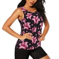 thumbnail image 2 of Xecao Lilies Flowers print women's scoop neck, loose-fit workout tank tops for the gym., 2 of 9