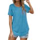 thumbnail image 3 of Blusa de manga corta con cuello redondo, Top de corte informal para mujer, elegante, transpirable, a la moda, para verano, 3 of 6