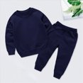 thumbnail image 2 of HCNTES Baby Boy Clothes Winter Toddler Boys Clothes Fall Winter Outfit Sets, Kids Outfits Sets Long Sleeved Crew Neck Solid Elastic Waist 0 6 12 18 24 Months 2T 3T 2 Pcs Pants, 2 of 6