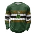 thumbnail image 3 of Ceisia Men's St. Patrick's Day Vintage Four-Leaf Clover Crewneck | Waffle Knit Relaxed Long-Sleeve Casual Top Gift, 3 of 3