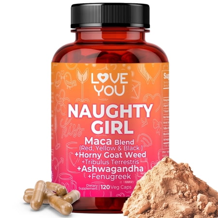 Naughty Girl Vitality Support for Women – Maca, Fenugreek, Red Clover, Ashwagandha – 120 Veggie Caps