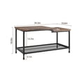 thumbnail image 3 of Bingirl Rustic 2-Tier Coffee Table with Mesh Shelf - Rectangular Cocktail Table for Living Room, Small Table with Metal Frame, Easy Assembly, 3 of 7