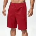 thumbnail image 5 of Elvqul Bermuda Shorts for Men Big and Tall Pull On Red Elastic Waist Summer Solid Drawstrings Mens Shorts Gym, 5 of 8