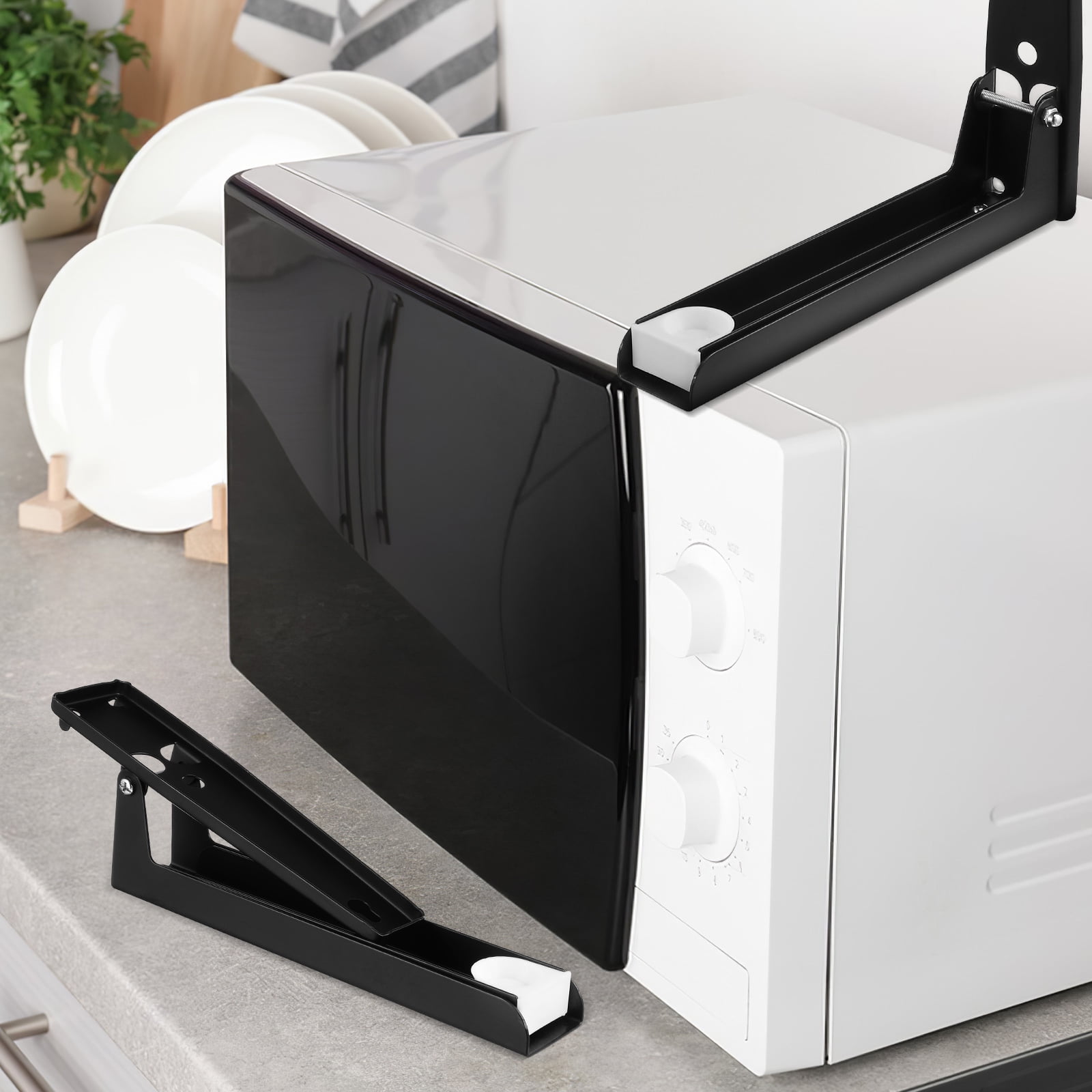 KAKOWELY Kitchen Appliance Rack Microwave Stand Black 1 Pair