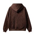 thumbnail image 5 of GEWSEY Women's Leopard Zip Up Hoodies Fall Y2K Graphic Hooded Sweatshirt Casual Oversized Warm Fleece Athletic Track Jacket Coat (Brown, XXL), 5 of 6