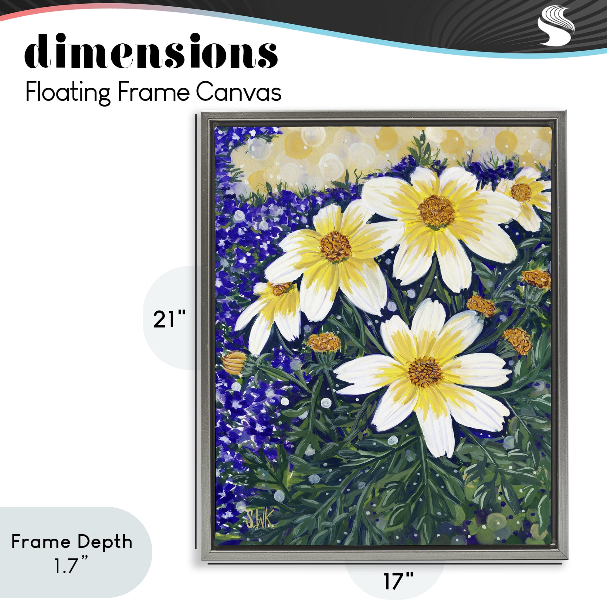 Stupell Industries Summer Garden Cosmos Gray Framed Floater Canvas Wall Art, design by Sarah Waldron Kimball