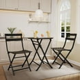 thumbnail image 3 of 3-Piece Patio Bistro Set with Round Table & 2 Folding Chairs, Compact Outdoor Patio Set with Weather-Resistant Steel Frame for Balcony, Garden, Porch – Space-Saving Design, 3 of 9