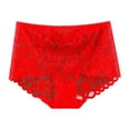 thumbnail image 2 of HongQid Women's Lace Underwear High Waist Hollow Breathable Seamless Briefs Plus Sized Panty Red L, 2 of 3