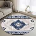 thumbnail image 2 of Blue Beige Boho Round Rug 3.3ft Area Rug Washable Soft Non-Slip 3.3' Circle Low Pile Rugs Vintage Ethnic Tribal Southwestern Carpet for Bedroom Living Room Entryway Home Office Dining Room, 2 of 9