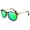 Leopard Frame|Green Lens, variant on LINVO Round Polarized Tortoise Frame Brown Sunglasses for Women Men UV400 Vintage Retro Trendy Style