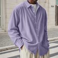 thumbnail image 2 of XIAOCHA Men's Corduroy Button Down Shirt Long Sleeve Relaxed Fit Collared Top Soft Casual Everyday Layering Shirt, 2 of 5