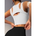 thumbnail image 5 of Push up Sports Bra for Women Sexy Hollow Crop Tops with Removable Cups Workout Fitness Yoga Bra Medium Support White S, 5 of 8