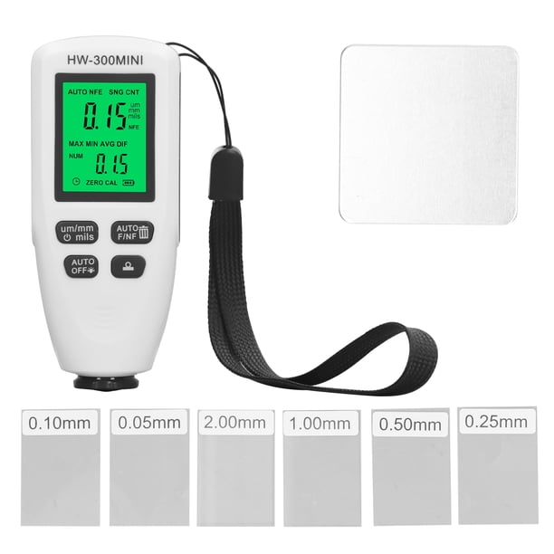 Medidor digital de espesor de pintura automotriz, 0-2000 um F NF, detección automática, calibración a cero, blanco