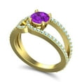 thumbnail image 2 of Diamond-Capitals 2.50 Carat Round Cut Amethyst & Aquamarine Gemstone Latest Bridal Ring for Women Solid 14K Yellow Gold Size 8.5, 2 of 8