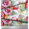 thumbnail image 2 of Soimoi Cotton Poplin Fabric Leaves & Rose Flower Printed Fabric 1 Yard 42 Inch Wide, 2 of 3