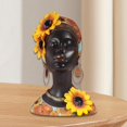 thumbnail image 3 of Estatua de mujer africana, estatua africana de resina, escultura artística femenina, figura de mujer africana de girasol para estantería de chimenea, 3 of 6