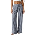 thumbnail image 4 of FchengtaiS Women's Pinstripe Striped Dressy Pants High Waist Wide Leg Business Work Pants Casual Loose Slacks Trousers with Pockets, 4 of 6