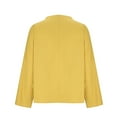 thumbnail image 4 of Tops for Women Trendy Viikei Womens Tops Casual Clearance,Womens Spring and Summer V-Neck Long Sleeve Solid Loose Casual Cotton Yellow S, 4 of 5