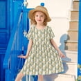 thumbnail image 6 of FORMRS Girls Short Sleeve Dress Summer Casual Round Neck A-line Beach Sundress, Sizes 2T-8T, Olive Green Flowers, 6 of 8