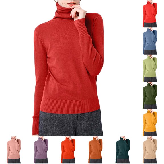 Knit Sweater Turtleneck Pullover Slim Fit Soft Warm Winter Top Casual Versatile Basic Outfit Woman Sweaters Light Weight Womens Sweater Sweatshirts for Men Work Sweat Sweater Fitted Sweaters Laye
