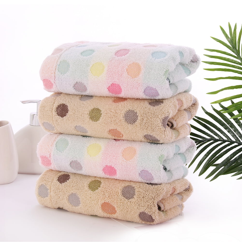 Pidada 100% Cotton Polka Dot Pattern Hand Towels for Bathroom Set of 2 (Beige)