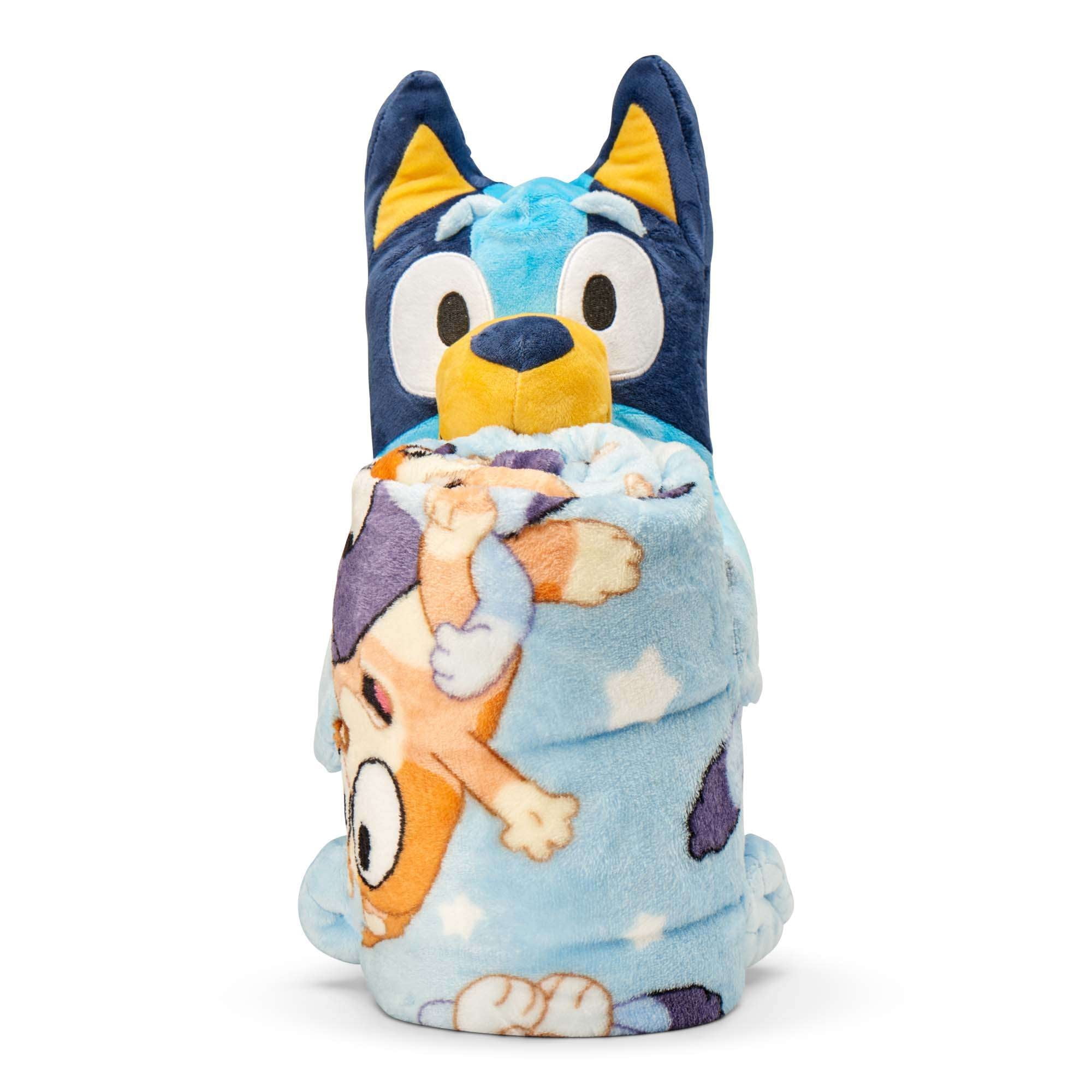 Bluey Kids Plush Hugger with Silk Touch Throw Blanket Set, 50x60 inches– Ultra Soft Plush Character Pillow for Kids