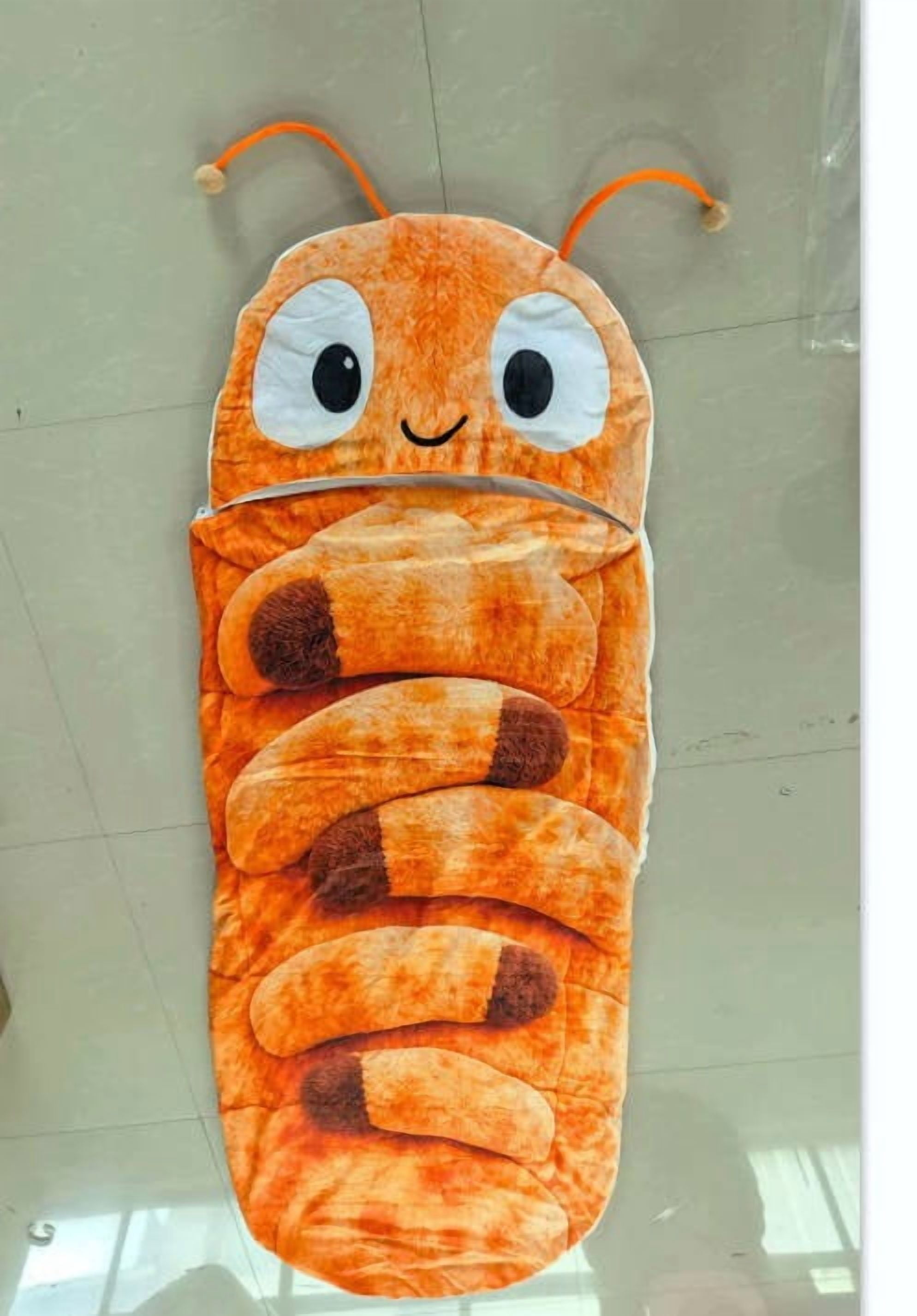 Hugging Caterpillar Sleeping Bags, 75 Inch Plush Cocoon Sleeping Bag with Adjustable Pull Cord for Adults, Indoor Nap Pod, Cozy Reading Nest with Full-Body Hug Feel(Orange)