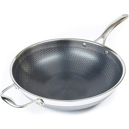 HexClad 12 Inch Hybrid Stainless Steel Wok, Non-Stick