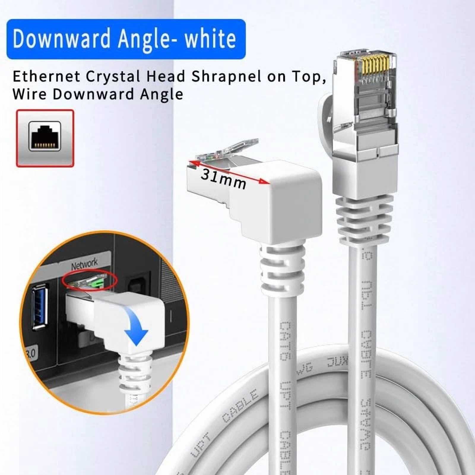 BUTTERFLY- 90 Degree Cat6 Ethernet Cable White 3Ft Right Angle Cat 6 3.3Ft, Down
